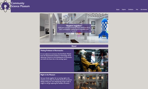 Screenshot of Community Science Museum website