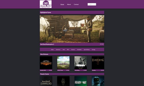 Screenshot of GameHub website